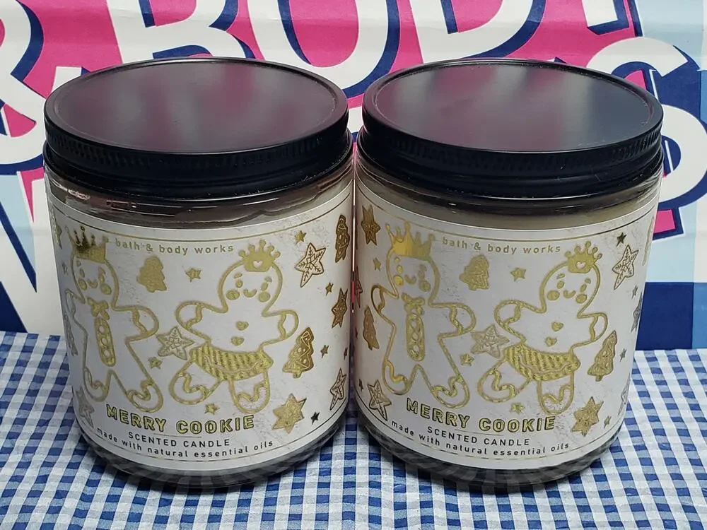 BBW Merry Cookie Single Wick Candles 2 Total Home Fragrance Decor